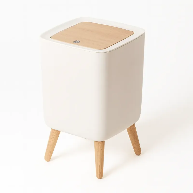 Premium Quality Poubelle design nordique 12 L avec pieds en bois et couvercle pop-up