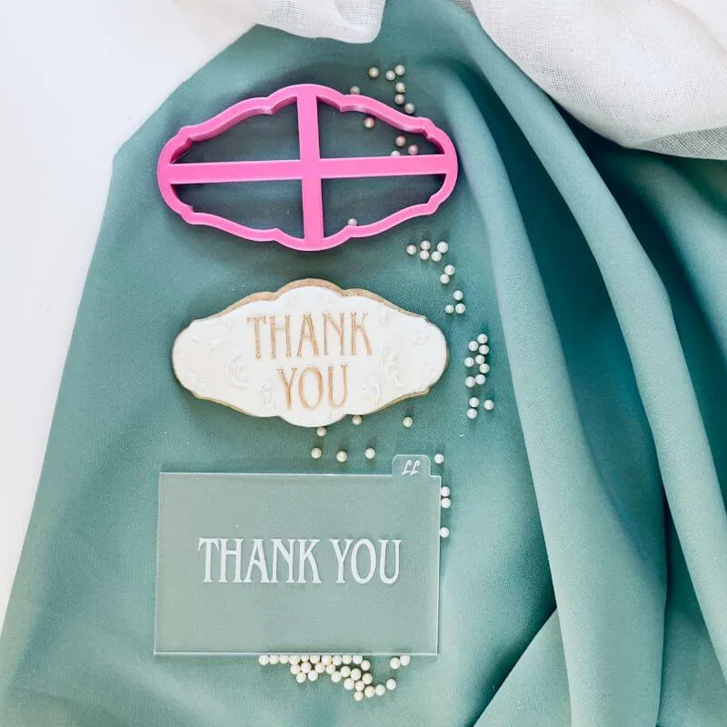 Premium Quality Rosalind Miller Cakes Thank You Cookie Cutter and Embosser