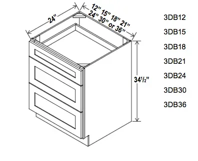 Premium Quality Three Drawer Base Cabinet - Final