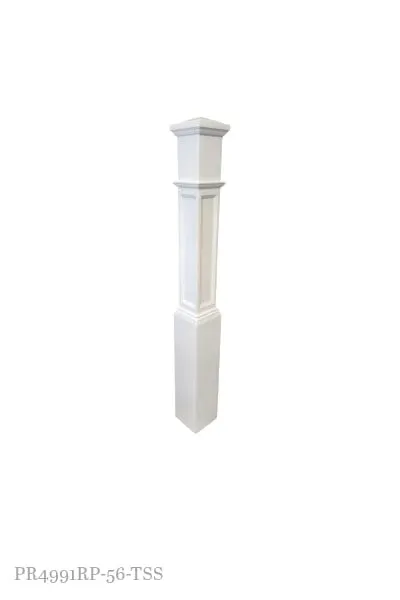 Primed Box Newel 6 1/4" x 6 1/4" x 56" - Recessed Panel - 4991