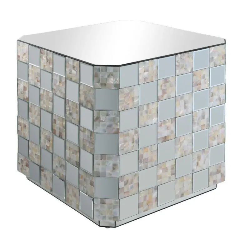Professional Grade Nasa End Table Mirrored & Mother Pearl