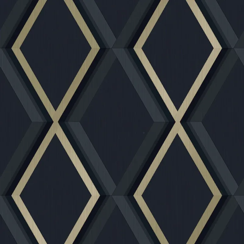 Profile Geometric Wallpaper Navy and Aurum