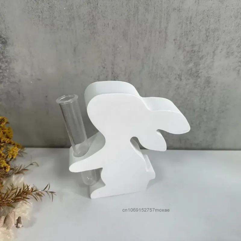 Rabbit Hydroponic Vase Silicone Mold Easter Bunny Decoration Flowerpot Vase Silicone Mould Home Decor Test Tube Flower Pot...