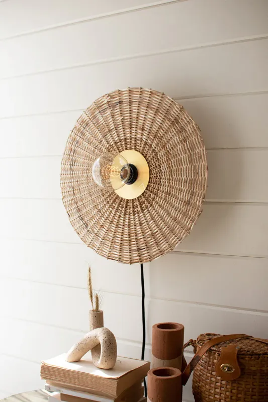 Rattan and warm alloy wall sconce lamp Vibration Reduction