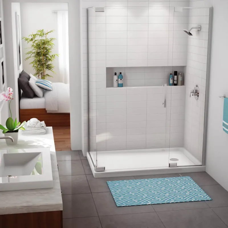 Rectangular Base 6036 3 . Acrylic Corner Left or Right Shower Base Left-Hand Drain Pearl