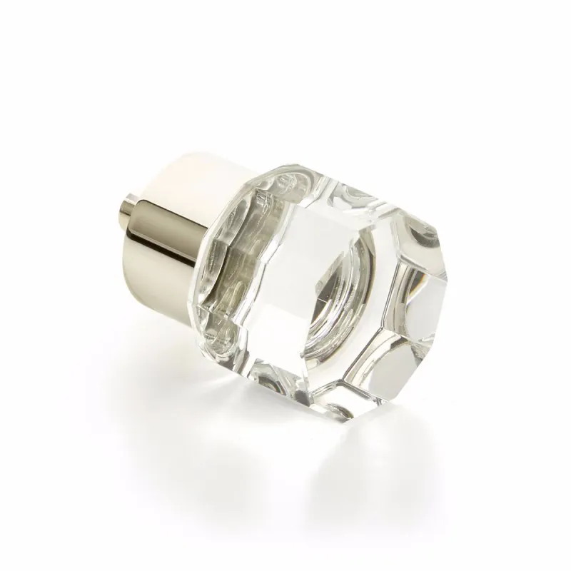 Reflective Nickel City Lights 1-1/8" Round Multi-Sided Glass Knob