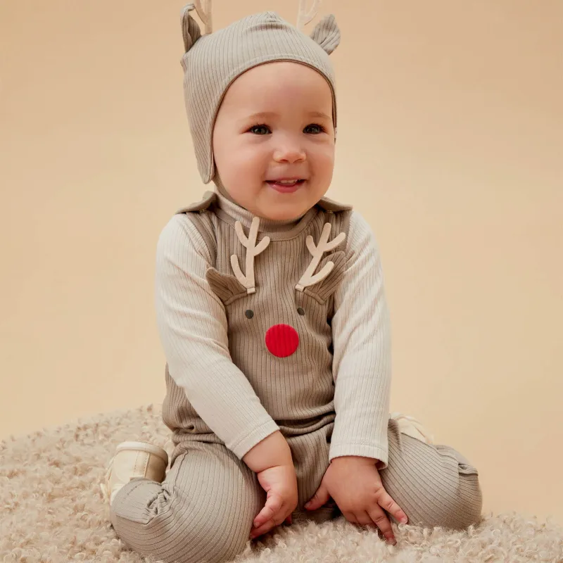 Reindeer Ribbed Dungarees - 20V