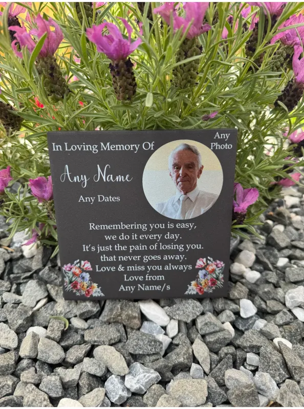 Remembering you is simple photo memorial tile