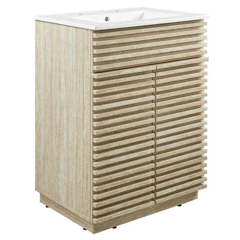 Render 24" Faux Travertine Bathroom Vanity Sink Modway