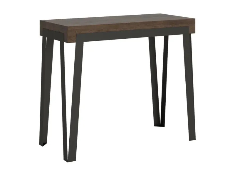 Retractable console table 90x40/300 cm Doucezen Walnut anthracite frame