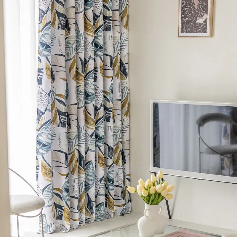 Rideau Occultant Motif Feuillage 140x260cm