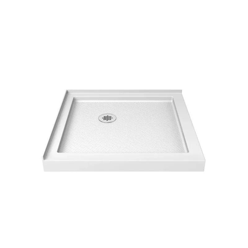 Roka 3636 Acrylic Corner Shower Base Corner Drain Snow