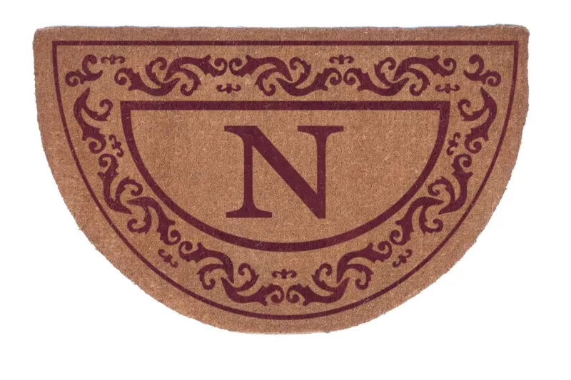Ruby Half Round Rolling Scrolls Border Personalized Doormats 38x60