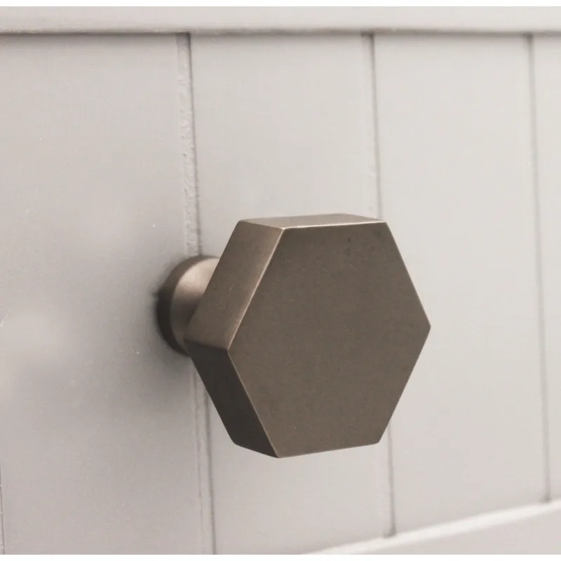 Safety Certified Hexagonal Cupboard Knob Gunmetal Grey