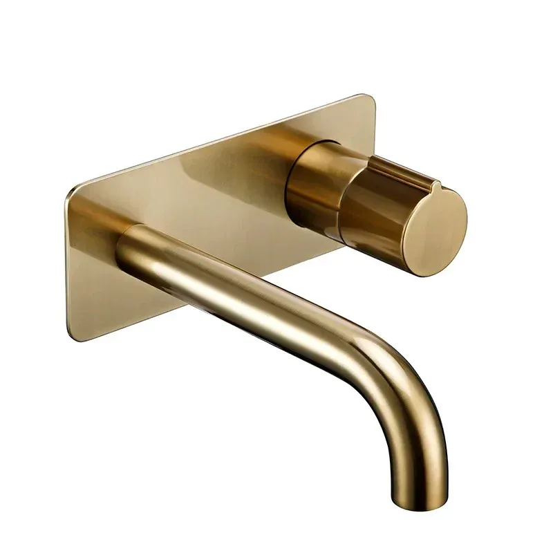 Safety Certified OLIVER | Soft-touch Gold Wall-Mount Bathroom Vanity Sink Faucet