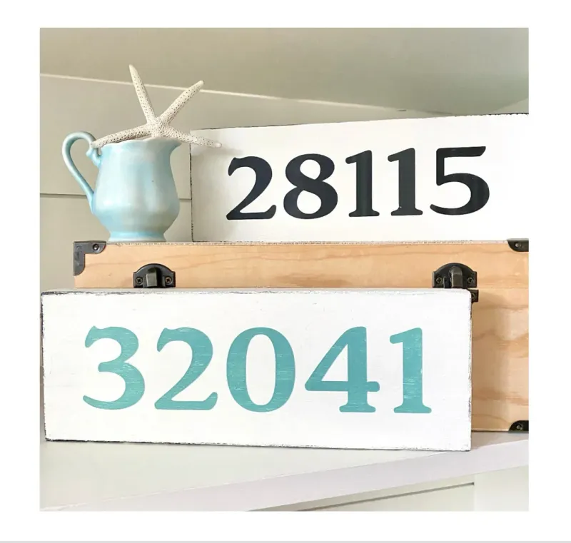 Safety Certified Personalized Modest Zip Code Wood Sign