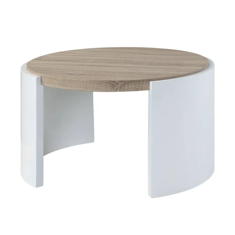 Safety Certified Zoma Oak & Ivory High Gloss Finish Coffee Table