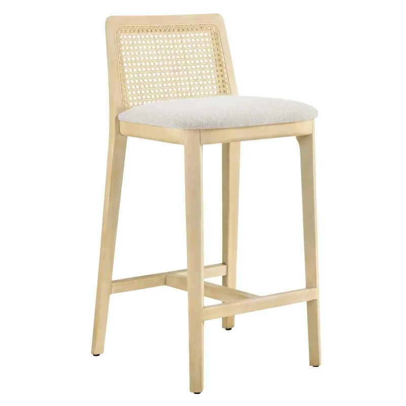 Safety Rated Monarch Wood and Rattan Counter Stool Modway