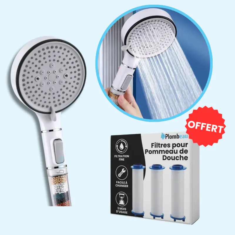 Safety Rated Pommeau de Douche Anti Calcaire Blanc