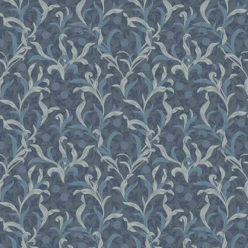 Sample Antique Leaf Wallpaper Sapphire