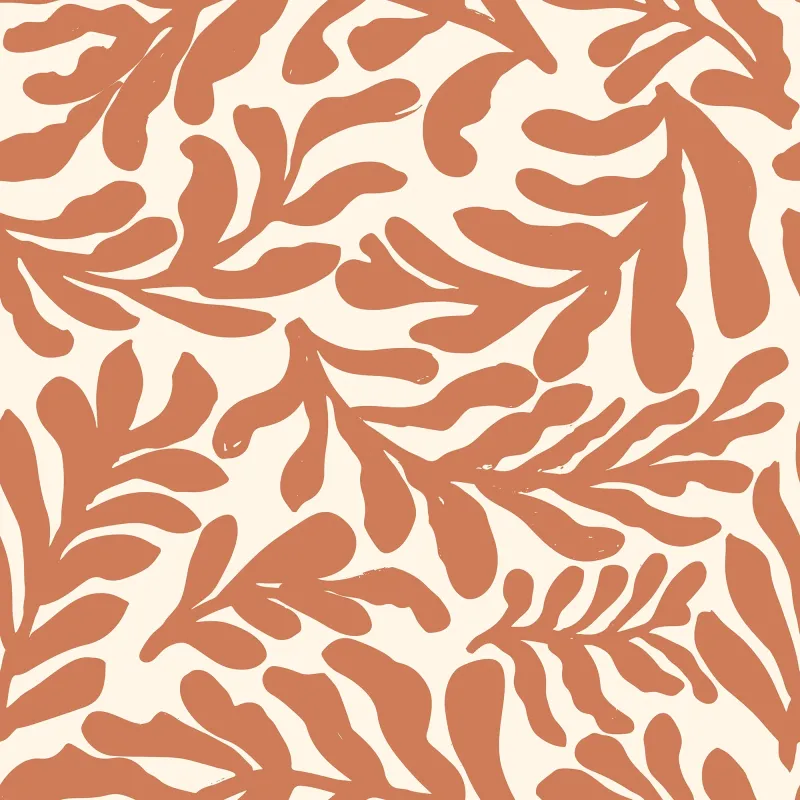 Sample Apricot Leaf Wallpaper Terracotta on Cream