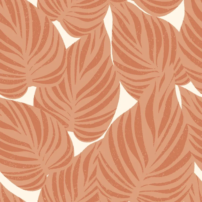 Sample Broad Leaf Wallpaper Terracotta on Cream