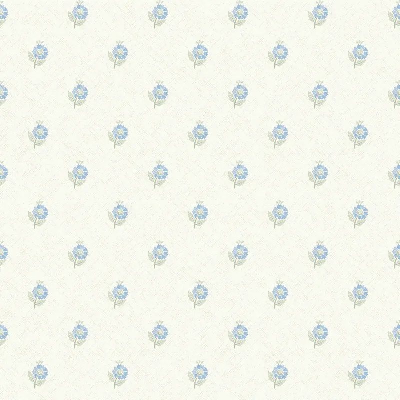 Sample Ditsy Posy Wallpaper Indigo and Sage on Cream
