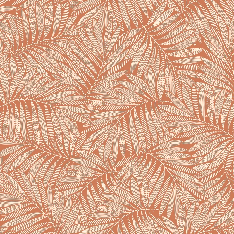Sample Fern Leaf Wallpaper Cream on Terracotta