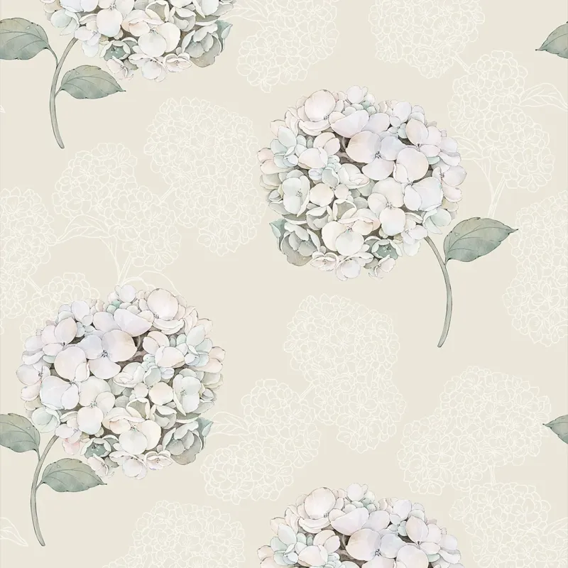 Sample Hydrangea Harmony Wallpaper Cream