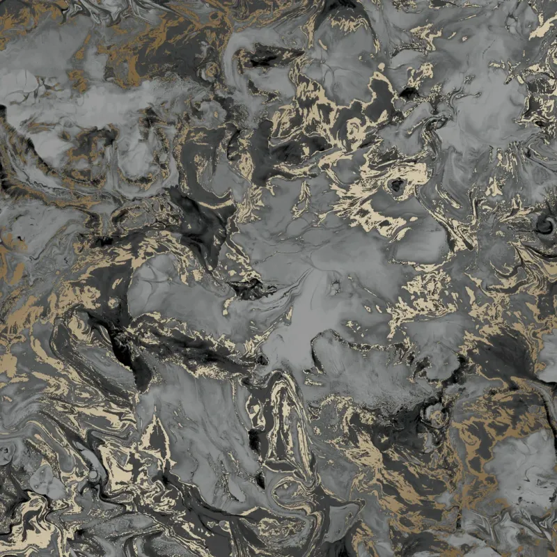 Sample Liquid Marble Wallpaper Charcoal and Golden