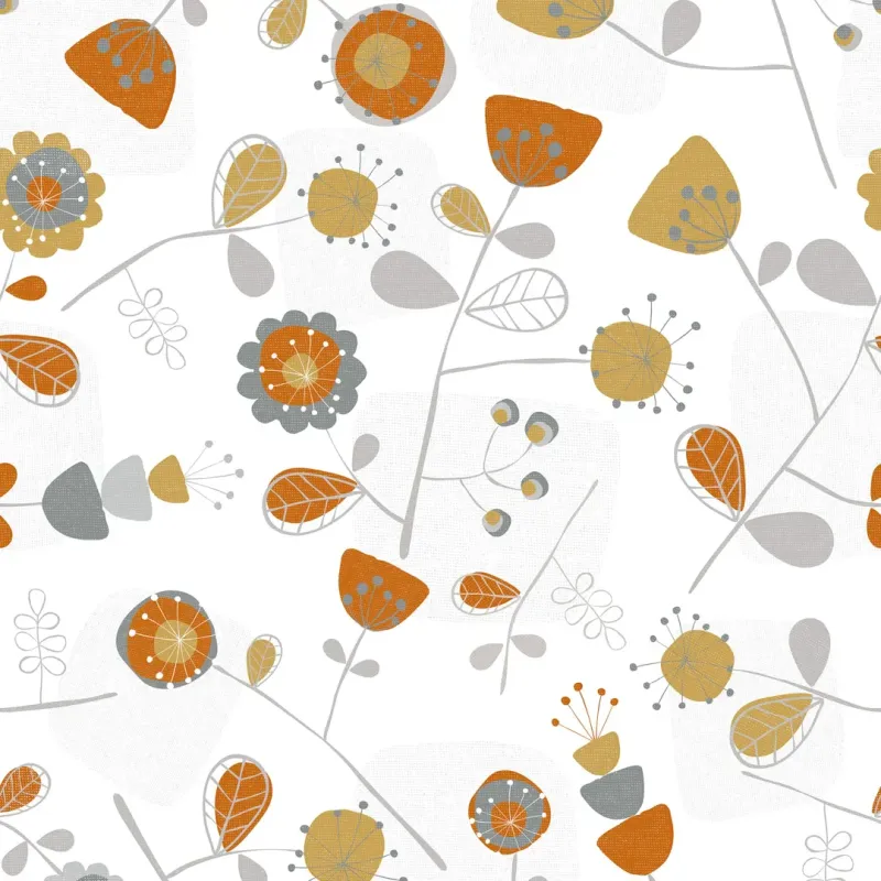 Sample Newstalgia Floral wallpaper Apricot and Yellow