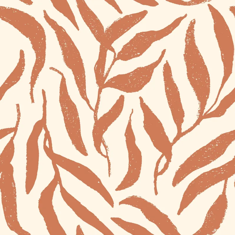 Sample Olive Leaf Wallpaper Terracotta on Cream