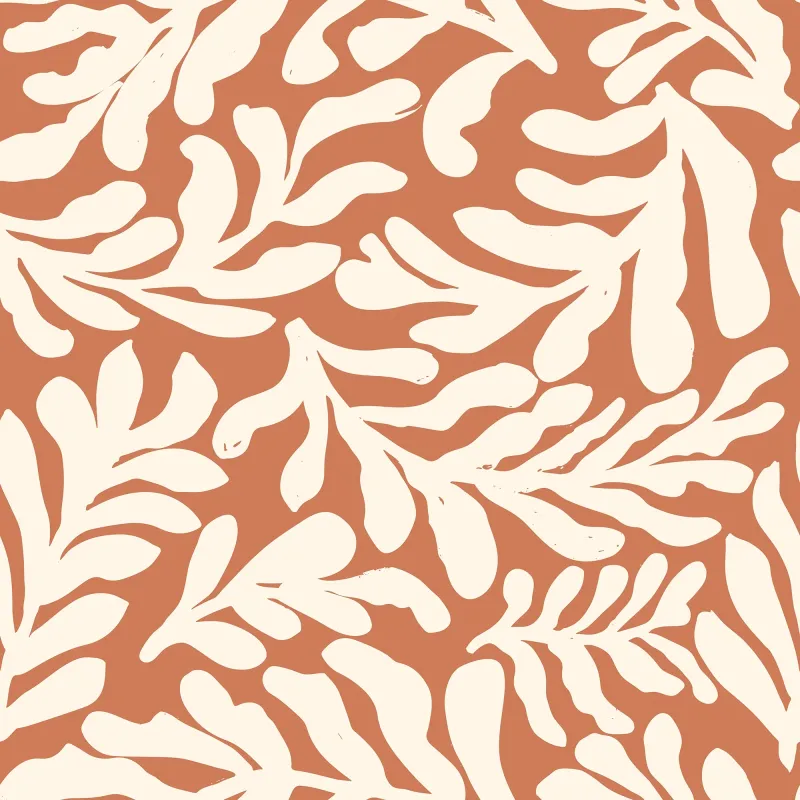 Sample Peach Leaf Wallpaper Cream on Terracotta