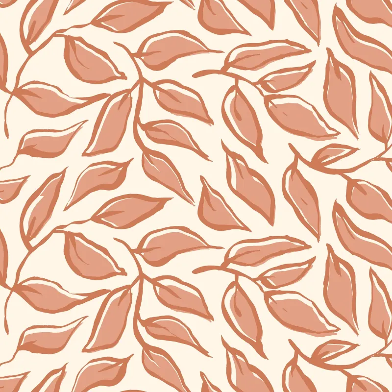 Sample Scattered Leaf Wallpaper Terracotta on Cream