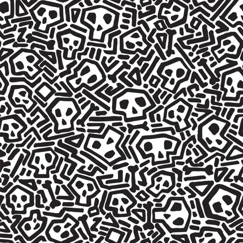 Sample Skater Skull Wallpaper Onyx and White