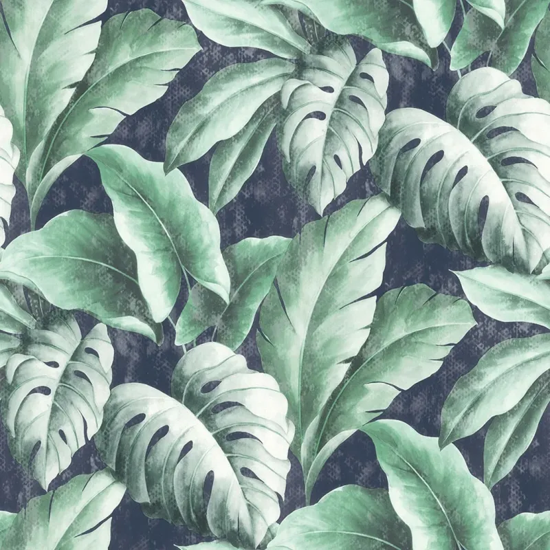 Sample Tropicana Floral Leaf Wallpaper Sapphire