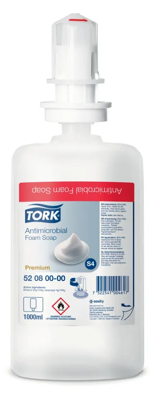 SAVON ANTIMICROBIEN MOUSSE TORK® PRIME S4 CARTOUCHE 1L X6