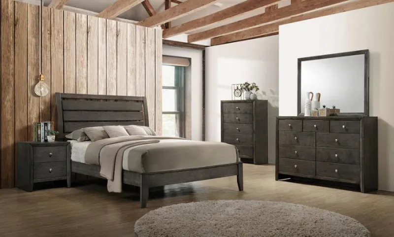 Serenity 4-piece Complete Sleigh Bedroom Set Mod Grey Coaster