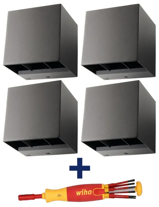 SGL 4x Wandleuchte ARTES IP65 grafit 3K 340lm mellow inkl.WIHA Schraubendreher Torx