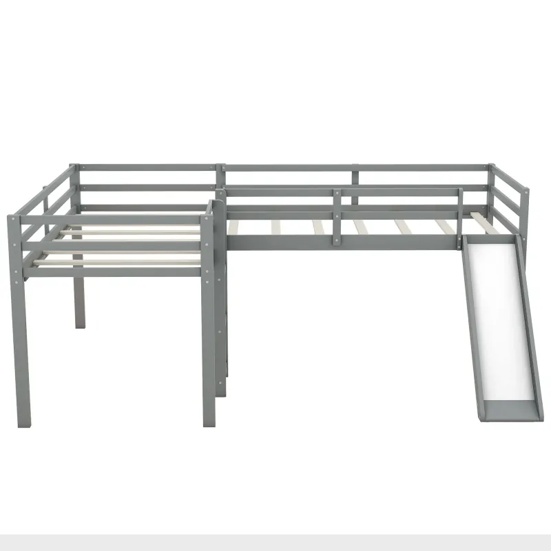 L Shaped Loft Bed Ladder And Slide Industrial Design