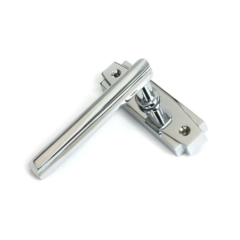 Smooth Chrome Art Deco Lever on Rose Set | From Anvil
