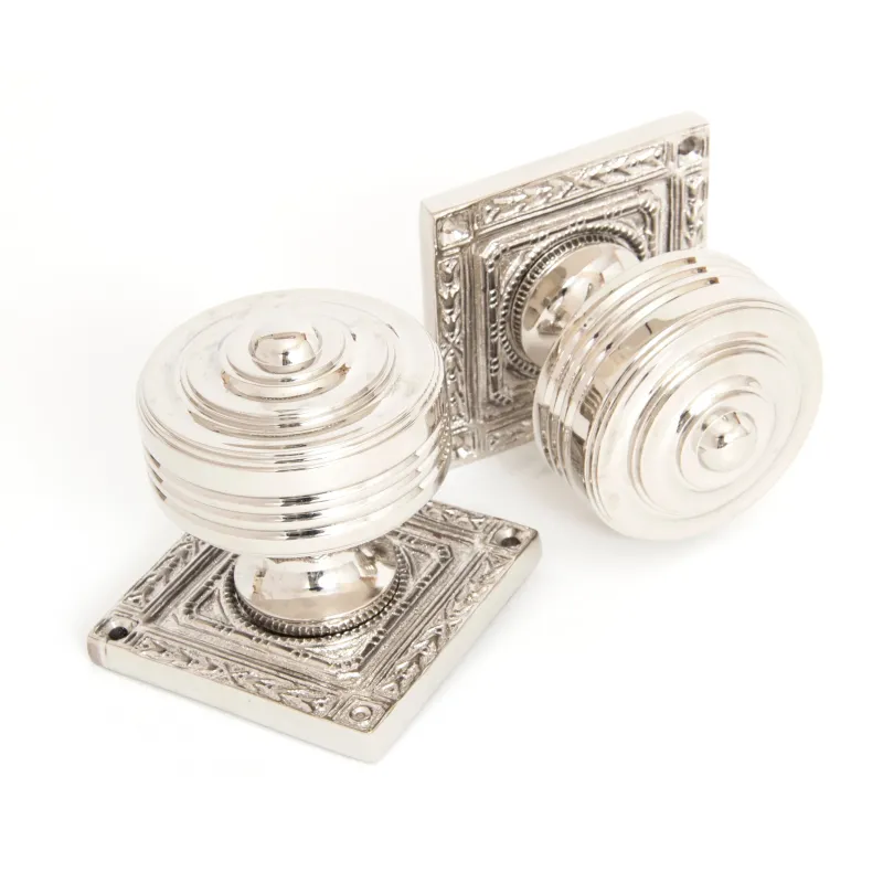 Smooth Nickel Tewkesbury Square Mortice Knob Set | From Anvil