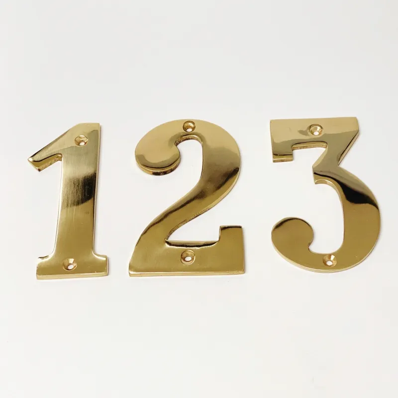Solid Reflective Brass 4" House Door Numbers