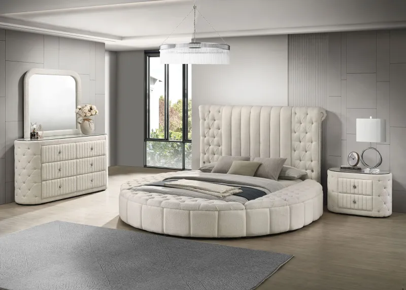 Sonya 4-piece Upholstered Queen Bedroom Place Ivory