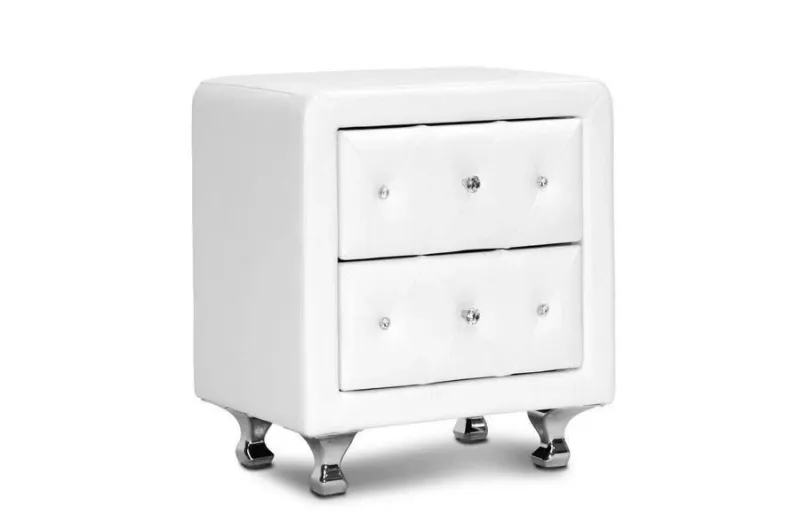 Stella Crystal Tufted White Upholstered Today's Nightstand