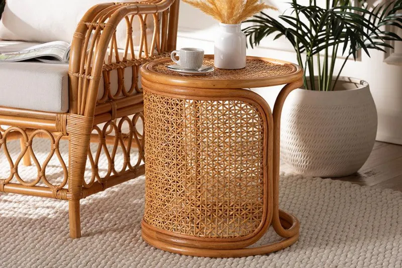 Stud Finder bali & pari Eldon Bohemian Honey Rattan End Table