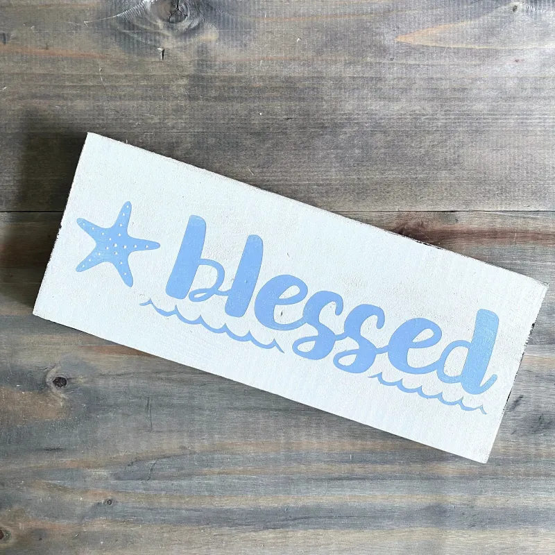 Stud Finder Blessed Starfish Wood Sign