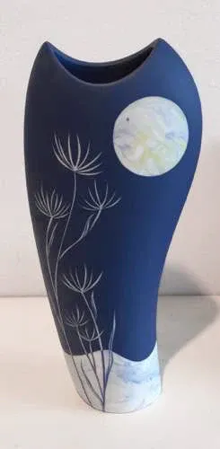 Tall Sapphire Vase Decorative Inlay