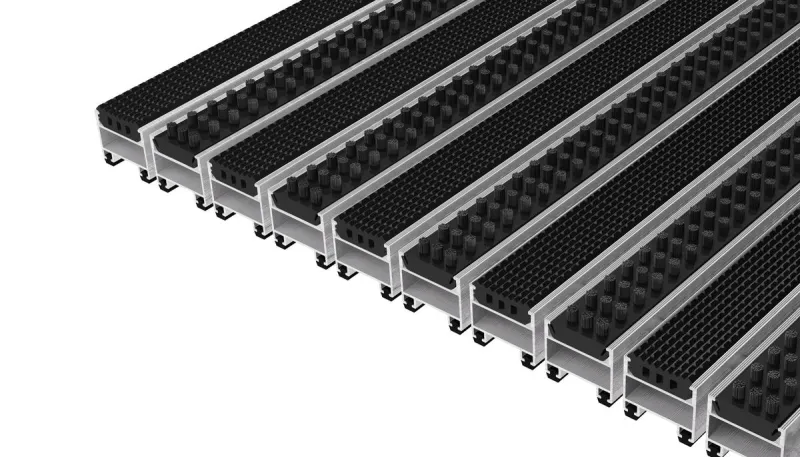 Top Clean Trend Aircraft-grade Entrance Matting - 27mm Grooved Rubber & Cassette Brush