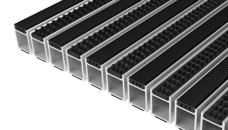 Top Sterilize High Aluminum Entrance Matting - 42mm Grooved Rubber and Cassette Brush